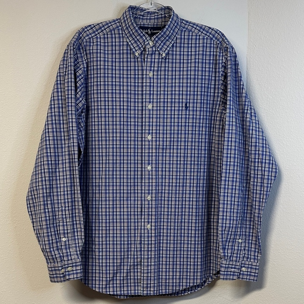 Ralph Lauren Men’s Cotton Button Down Shirt Long Sleeve Pony Logo Size 16.5/L